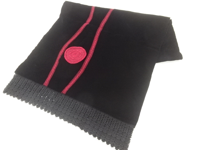 ビロードレース立涌に花模様ショール